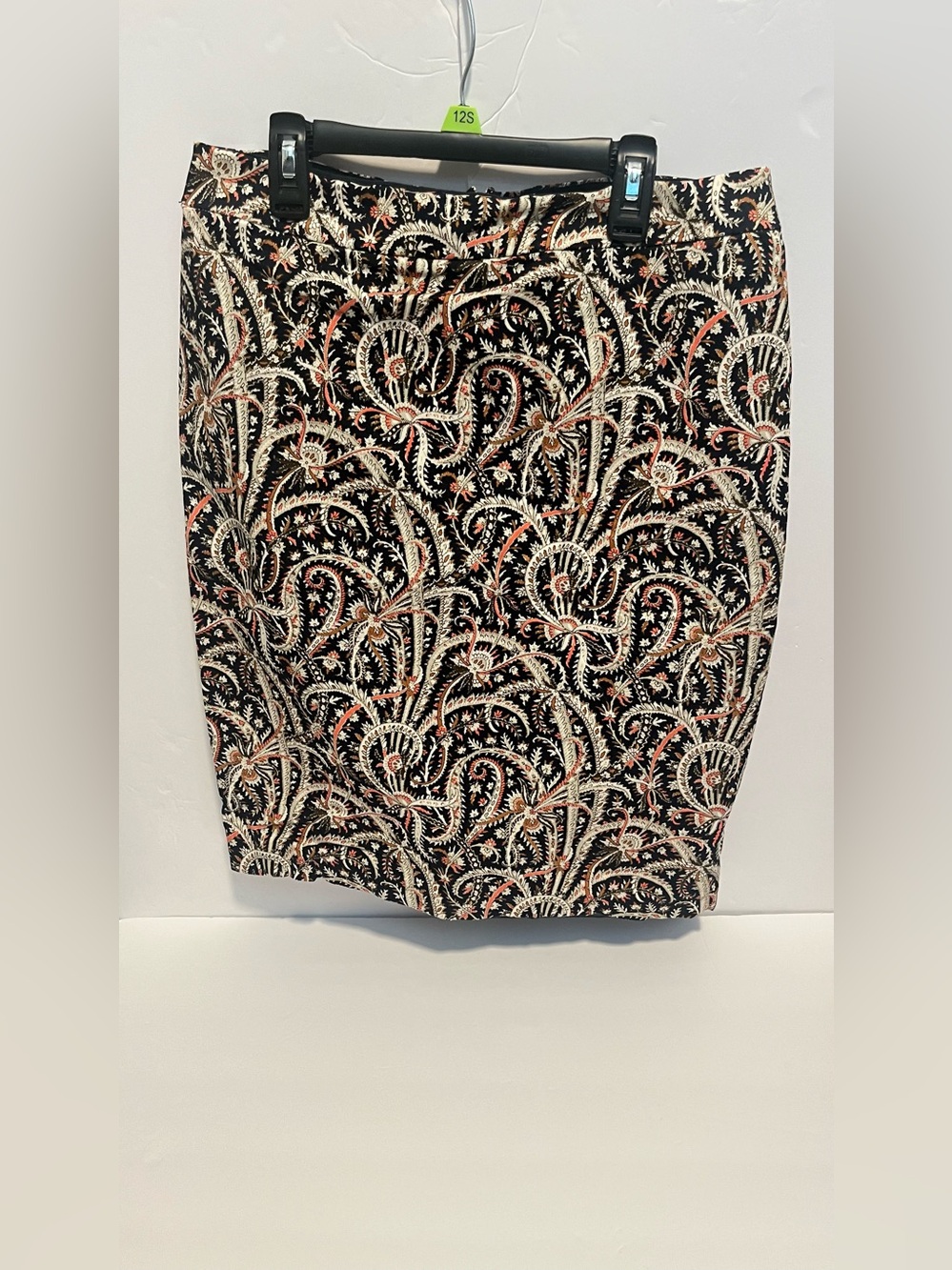 Women’s J. CREW No. 2 Pencil Black Multicolor Paisley  Print Skirt Size 8